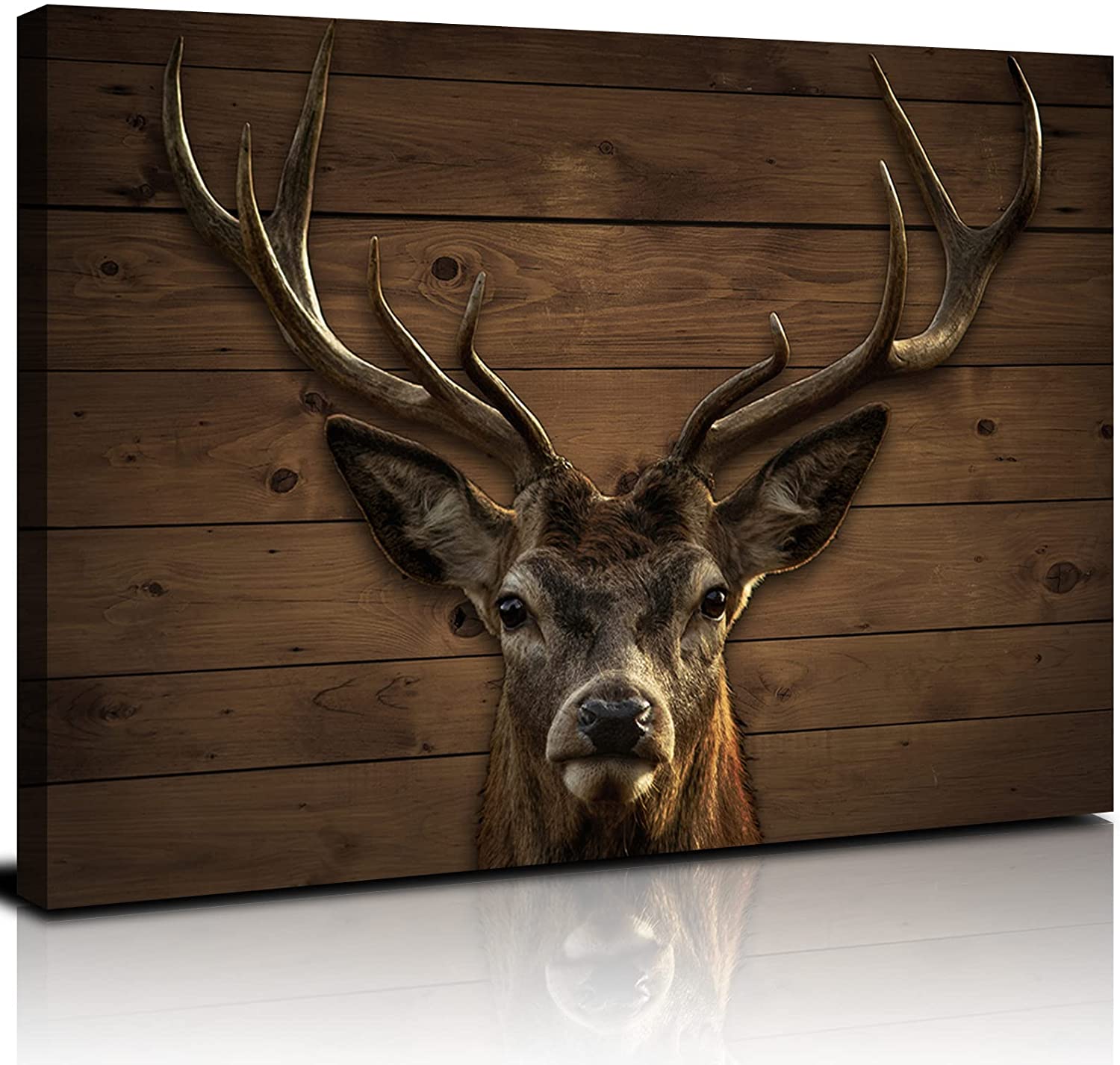 YCCJ-Deer Pictures Wall Decor Farmhouse Wildlife Elk Portrait Canvas Prints Poster Cabin Decorations Hunting Wall Decor, Rustic Animal Painting Artwork for Living Room Bar Kitchen 16x24\\u201d